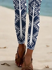 economico -Per donna Pantaloni Leggings Stile Etnico Casual Lunghezza intera Vita Alta Geometrico Elastico in vita Stampato Traspirabilità Confortevole Elasticizzato Vacanza Streetwear Abbigliamento quotidiano
