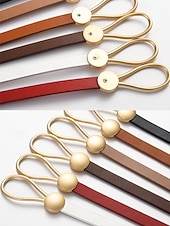 economico Cintura da donna-Cintura sottile da donna in similpelle PU – cintura regolabile con fibbia ad anello e a sfera color oro, stile minimalista per abiti, blazer e cappotti, perfetta per lavoro, appuntamenti serali e abiti da festa