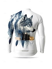 economico Maglie da uomo-Per uomo Top Maglia da Ciclismo Grafico Lupo Stampa animal Manica Lunga Bicicletta Maglia Top con 3 tasche posteriori Sole Protezione Solare Protezione solare Asciugatura Rapida Gli sport Blu