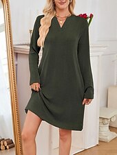 ieftine Rochie Artă și Design-Pentru femei Rochii Midi Rochie hanorac Rochie casual Modă Modern În aer liber Zilnic Sfârșit de săptămână Fit regulat Simplu Manșon Lung În V Negru Roz Îmbujorat Verde Militar Mov Primăvară Toamnă