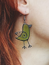 levne Dámská náušnice-Dámské barevné visací náušnice s motivem ptáků – boho šperky s výraznými motivy zvířat pro milovnice umění, festivaly i každodenní outfity