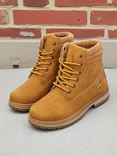 baratos Botas de combate-Botas femininas clássicas com cadarço – botas de trabalho duráveis estilo combate para outono, inverno e roupas casuais ao ar livre