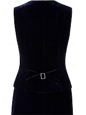cheap Women&#039;s Suits-Women&#039;s 3 Pieces Suits Formal Wedding Guest Velvet Elegant Simple Long Sleeve Floor Length Peak Lapel Single Breasted