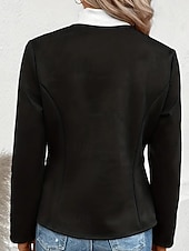 levne Bundy z umělé kůže-Dámské Deri Ceketler Neformální bunda Zahřívací Pohodlné Zip Kapsy Módní Bez vzoru Venkovní ulice Jdeme ven Běžné / Denní Zip Standardní Výstřih ke krku Běžný Dlouhý rukáv Svrchní oděvy Černá Vodn