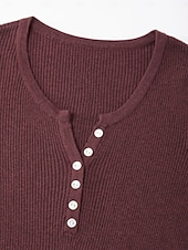 billiga Blusar &amp;amp; skjortor-Dam Button Down skjorta Casual skjorta Randig Ledigt Purpur Grön Beige Knappar Långärmad Elegant Semester Grundläggande V-hals Höst Många årstider