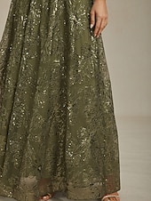 preiswerte abendkleider-Damen Maxikleid A Linie Kleid Rückenfreies Kleid Elegant Party Geburtstag Einfarbig Ärmellos V Ausschnitt Olive Sommer Frühling