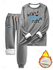 preiswerte Trainingsanzüge für Damen-Damen Elegant Warm Mode Zweiteilige Sets Trainingsanzug Hosen-Sets Langarm Bischofsärmel Rundhalsausschnitt Grafik Buchstabe Druck Outdoor Urlaub Täglich Rosa Blau Grau Frühling Normale Passform