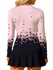 cheap Women's Shirt-Women's Geometric Gradient Tops Sport Shirt Tennis Shirt Tennis Top Long Sleeve Zipper Floral UPF50+ UV Resistant High Elasticity Moisture Wicking Breathable Volleyball Tennis Golf Round Stand Collar