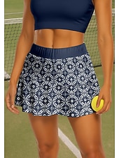 abordables Vestido de Mujer-Mujer Geométrico Falda de tenis Retazos Bolsillo 2 en 1 UPF50+ Resistente a los rayos UV Con bolsillos Voleibol Tenis Bádminton Bermudas Vestidos Azul Marino Ropa de tenis