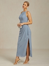levne Party šaty-Dámské Maxi šaty Plášťové šaty Elegantní Večírek koktejl Pevná barva Bez rukávů Tričkový Dusty modrá Léto