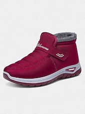 economico Stivali di neve e inverno-scarpe da ginnastica invernali da donna in caldo pile foderato color bordeaux – racchette da neve impermeabili e antiscivolo per passeggiate all&#039;aperto e clima freddo