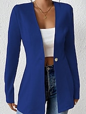 abordables Blazers y Trajes-Mujer chaqueta Cómodo Botones Moda Plano Noche Fin de semana Botonadura Simple Regular Escote en Pico Ajuste regular Manga Larga Ropa de calle Negro Blanco Vino Otoño