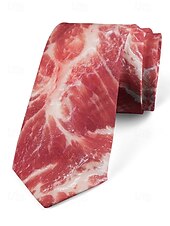 preiswerte Halloween-Zubehör-Herren-Halloween-Krawatte mit Fleisch-Print – lustiges und einzigartiges Steak- und Speck-Design, perfekt für Halloween-Partys und Kostümveranstaltungen