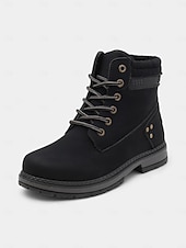 baratos Botas de combate-Botas femininas clássicas com cadarço – botas de trabalho duráveis estilo combate para outono, inverno e roupas casuais ao ar livre