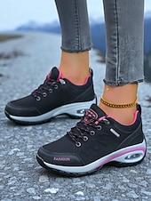 Χαμηλού Κόστους Γυναικεία Sneakers-Γυναικεία αθλητικά παπούτσια με αερόσολα – αθλητικά παπούτσια εξωτερικού χώρου με κορδόνια για πεζοπορία και καθημερινή χρήση