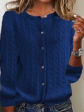 abordables Cardigans et vêtements d&#039;extérieur-Femmes Pull Cardigan Mode Streetwear Quotidien Couleur Unie Côtelé Ouvert devant Tricoté manche longue Hauts Réguliers Tricoter Fête Sortir Week-end Noir Vin Automne Hiver