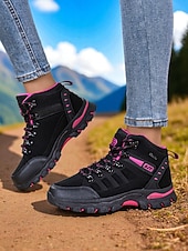 preiswerte Damen-Sneaker-Wasserdichte Wanderstiefel für Damen – violette High-Top-Outdoor-Trailschuhe mit Knöchelstütze für Trekking, Camping und Bergabenteuer