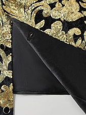 preiswerte Herrenweste-Herren Weste Gilet Urlaub Party Geschäft Mode Lässig Frühling Herbst Tasche Knöpfe Pailletten Polyester Bequem Beflockung Einreihig Ein-Knopf Steigendes Revers Normale Passform Gold Weste
