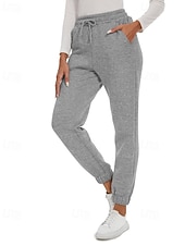 abordables Pantalones de pierna recta-Mujer Pantalones de lana Persona que practica jogging pantalones Ropa de calle Casual Longitud total Cintura Media Plano Bolsillo Diseño de cordón elástico Cómodo Calle Ropa Cotidiana Fin de semana