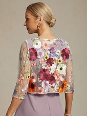  Női Csipke felsők Elegáns Tropikus Terített nyak Szivárvány Nyár