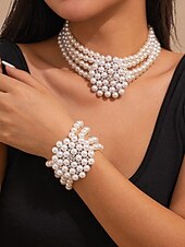 halpa Naisten kaulakoru-Naisten helmikaulakoru ja rannekorusetti, vintage-tyylisiä gatsby-koruja juhliin ja 1920-luvun teemaisiin tapahtumiin