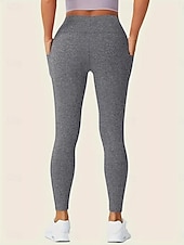 tanie Gładkie legginsy-Damskie Getry Moda Codzienny Pełna długość Wysoka talia Jednokolorowe Kieszeń Wysokie cięcie Oddychalność Miękka Wygodny Wysoka elastyczność Wino Granatowy Czarny Szary Jesień Zima Opinający / a