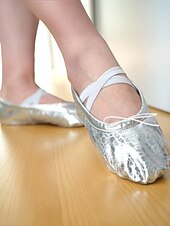 baratos Sapatos de Aulas de Dança-sapatilhas femininas douradas metálicas com tiras elásticas cruzadas - sapatos de dança profissionais