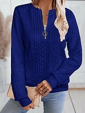 economico Felpe e Sweatshirt Texturizzati-Per donna Felpa con texture Felpe Felpe con cerniera Semplice Streetwear Casual Comodo Manica Lunga Collo Alto Top Regolari Streetwear Ferie Uscire Zip a un quarto Bianco Rosa Vino Rosa scuro Blu