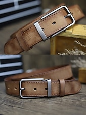 Недорогие Мужские ремни-Мужской ремень из натуральной коровьей кожи – винтажный коричневый ремешок с пряжкой из матового сплава, регулируемый для джинсов, работы, деловой и повседневной одежды