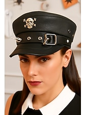 abordables Accessoires d&#039;Halloween-Femmes Beret Tissu en polyester faux cuir Punk ancien Style Gothique Automne Hiver Toutes saisons