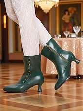 cheap Victorian &amp; Edwardian-Women's Edwardian Victorian Button Ankle Boots - Two-Tone Leather Retro Heeled Booties for Costume Events,Vintage Parties  and 1900s-1910s Historical Fashion