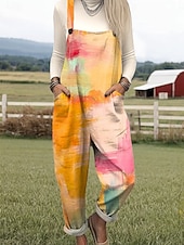 abordables Combinaison Florale-Femmes Combinaison Actif Fleuri Sans manches Col rond Avec Poches Imprimé Vacances Quotidien Coupe Ample Jaune Bleu Orange Printemps