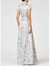 abordables Longueur du plancher-Ligne A Robes de Cocktail Élégant Robe de soirée Formel Mariage Longueur au sol Manche Courte Revers Poche Nylon avec Noeud(s) Fente Poche 2025