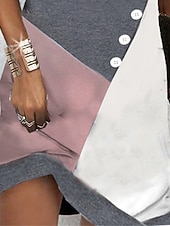  Damen Kapuzenkleid Mini Kleid Wickelkleid Shift Kleid Party Lässig Boho Outdoor Zuhause Ausgehen Regulär Passform Grafik Geometrisch Langarm Kapuze Pink Blau Grün Grau Frühling Herbst Winter