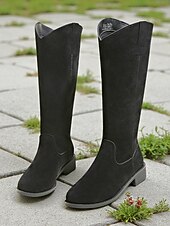 abordables Bottes à la mode-Bottes mi-mollet kaki pour femmes – Bottes à talons bas de style western décontracté pour l&#039;automne et le quotidien