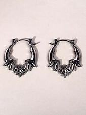 abordables Accessoires d&#039;Halloween-Boucles d&#039;oreilles créoles chauve-souris pour femme, style gothique punk, en alliage, idéales pour les fêtes, les cosplays et les sorties nocturnes.