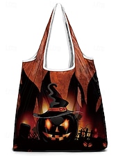 olcso Táskák-női halloweeni tökmintás bevásárlótáska - összecsukható, újrafelhasználható bevásárló válltáska tökmintával hétköznapi, parti és mindennapi használatra