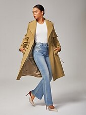 お買い得  パンツ-女性用 男女兼用 ジーンズ 全長 コットン デニム 伸縮性あり エレガント カジュアル ブルー 夏 オールシーズン S M L