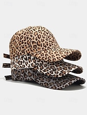 levne Dámské klobouky-Dámská baseballová čepice s leopardím vzorem – nastavitelná čepice s oblou krempou a přezkou, lehká ochrana proti slunci pro ležérní outfity, cestování, běh a outdoorové aktivity