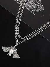 abordables Accessoires d&#039;Halloween-Collier pendentif chauve-souris gothique pour femme - ras de cou vintage en argent pour fêtes costumées, cosplay et mode sorcière