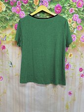 abordables T-shirt uni-Femmes Hauts d&#039;été Moderne Col en V Hauts Réguliers Rouge Vert Kaki Gris Été