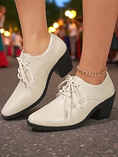 baratos Sapatos Oxford de mulher-Oxfords femininos de couro preto com cadarço e salto bloco – sapatos clássicos de estilo vintage para Oktoberfest, passeios casuais e uso diário