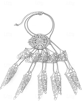 billige Halloween-tilbehør-Halloween gotisk fingerkloarmbånd til dame – vintage filigran metallhåndsmykke med kjedeledd til kostymefester, cosplay og heksestil