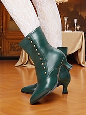 cheap Victorian &amp; Edwardian-Women's Edwardian Victorian Button Ankle Boots - Two-Tone Leather Retro Heeled Booties for Costume Events,Vintage Parties  and 1900s-1910s Historical Fashion