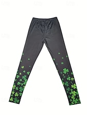 baratos -Mulheres Calças Leggings Leggings aconchegantes Roupa de rua Casual Comprimento total Cintura Alta Clover Cintura elástica Imprimir Respirabilidade Confortável Com Stretch Férias Rua Roupa Diária