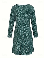 preiswerte Blumenkleid-Damen Minikleid T-Shirt-Kleid Sommerkleid A Linie Kleid Lässig Boho Täglich Ferien Date Normale Passform Blumen Grafik Langarm Rundhalsausschnitt Grün Sommer Frühling Herbst Winter