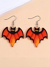 billige Halloween-tilbehør-Halloween-øredobber til dame – øredobber i akryl med gresskar, spøkelse, flaggermus og edderkopp til fest, cosplay og festlige kostymesmykker.