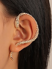 halpa Muotiasusteet-Naisten halloween-käärmekorvakorut – goottilainen käärmekorvakoru, jossa vihreät kristallisilmät, punk-tyyliset korut naamiaisiin ja cosplayhin