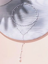 abordables Boda ACC-Collar con colgante de perlas en capas para mujer: elegante cadena de aleación en tono dorado con detalles de perlas de imitación para eventos formales, bodas y fiestas nocturnas.