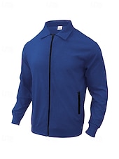 baratos Jaquetas Casuais-Homens jaqueta leve Jaqueta Waffle Jaqueta casual Férias Diário Respirável Bolsos Primavera Outono Tecido Moda Clássico Lapela Padrão Preto Branco Azul Royal cáqui Cinzento Casaco